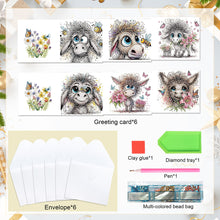 Load image into Gallery viewer, 6Pcs Funny Donkey DIY Diamond Painting Card Diamond Drawing Card for Friends