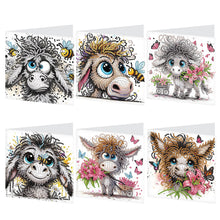 Load image into Gallery viewer, 6Pcs Funny Donkey DIY Diamond Painting Card Diamond Drawing Card for Friends