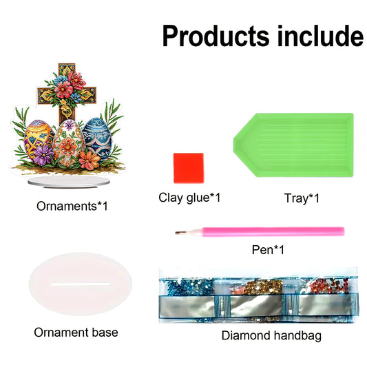 Easter Egg Flower Table Top Diamond Painting Ornament Kits for Home Office Decor