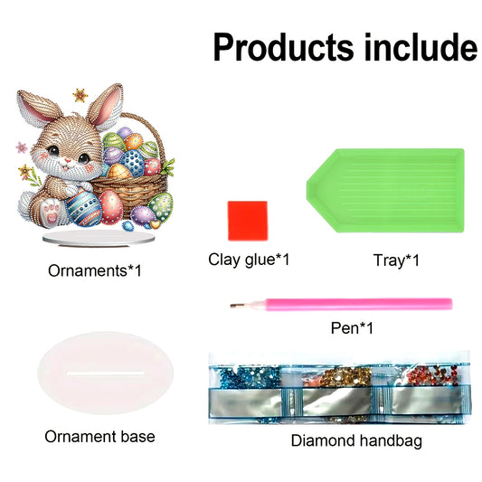 Easter Egg Flower Table Top Diamond Painting Ornament Kits for Home Office Decor