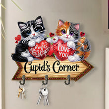 Load image into Gallery viewer, Wooden Special Shape Love Cat 3 Hooks Diamond Painting Hook Rail for Wall Door