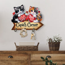 Load image into Gallery viewer, Wooden Special Shape Love Cat 3 Hooks Diamond Painting Hook Rail for Wall Door