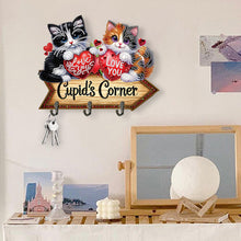 Load image into Gallery viewer, Wooden Special Shape Love Cat 3 Hooks Diamond Painting Hook Rail for Wall Door