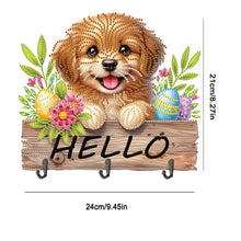 Load image into Gallery viewer, Wooden Special Shape Hello Dog 3 Hooks Diamond Painting Hook Rail for Wall Door