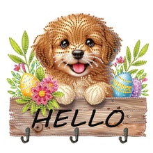 Load image into Gallery viewer, Wooden Special Shape Hello Dog 3 Hooks Diamond Painting Hook Rail for Wall Door