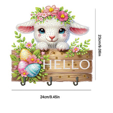 Load image into Gallery viewer, Wooden Special Shape Hello Sheep 3 Hooks Diamond Painting Hook Rail for Wall