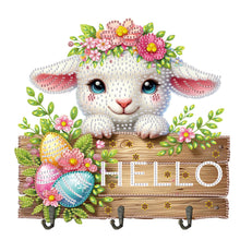 Load image into Gallery viewer, Wooden Special Shape Hello Sheep 3 Hooks Diamond Painting Hook Rail for Wall