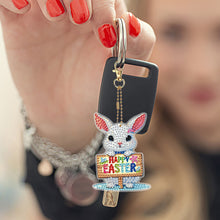 Load image into Gallery viewer, 6Pcs Double Sided Special Shape Easter Bunny Diamond Painting Art Keyring