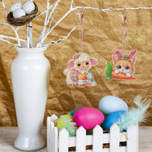 Load image into Gallery viewer, 6Pcs Double Sided Special Shape Easter Animals Diamond Painting Art Keyring