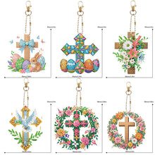 Load image into Gallery viewer, 6Pcs Double Sided Special Shape Easter Cross Diamond Painting Art Keyring
