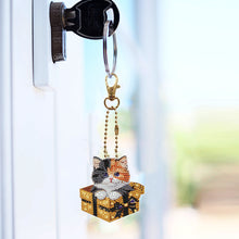 Load image into Gallery viewer, 6Pcs Double Sided Special Shape Gift Box Cat Diamond Painting Art Keyring