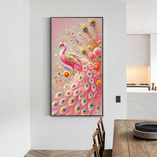 Load image into Gallery viewer, Diamond Painting - Full Round - Pink Peacock (40*70CM)