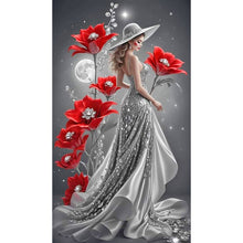 Load image into Gallery viewer, Diamond Painting - Full Round - Red Flower Moon Lady (40*70CM)