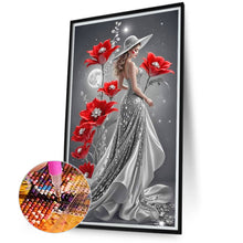 Load image into Gallery viewer, Diamond Painting - Full Round - Red Flower Moon Lady (40*70CM)