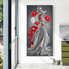 Load image into Gallery viewer, Diamond Painting - Full Round - Red Flower Moon Lady (40*70CM)