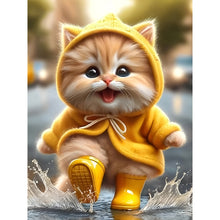 Load image into Gallery viewer, Diamond Painting - Full Round - Yellow Raincoat Cat (30*40CM)