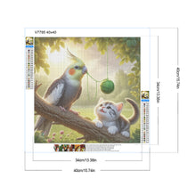 Load image into Gallery viewer, Diamond Painting - Full Round - Parrot And Cat (40*40CM)