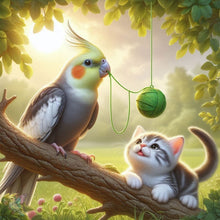 Load image into Gallery viewer, Diamond Painting - Full Round - Parrot And Cat (40*40CM)