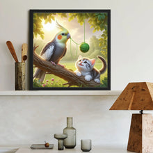 Load image into Gallery viewer, Diamond Painting - Full Round - Parrot And Cat (40*40CM)