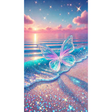 Load image into Gallery viewer, Diamond Painting - Full Round - Transparent Butterfly On The Beach (40*70CM)