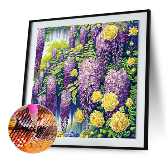 Diamond Painting - Partial Special Shaped - Flowers In The Woods (30*30cm)