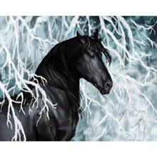 Load image into Gallery viewer, AB Diamond Painting - Full Round - Ice And Snow Black Horse (50*40CM)