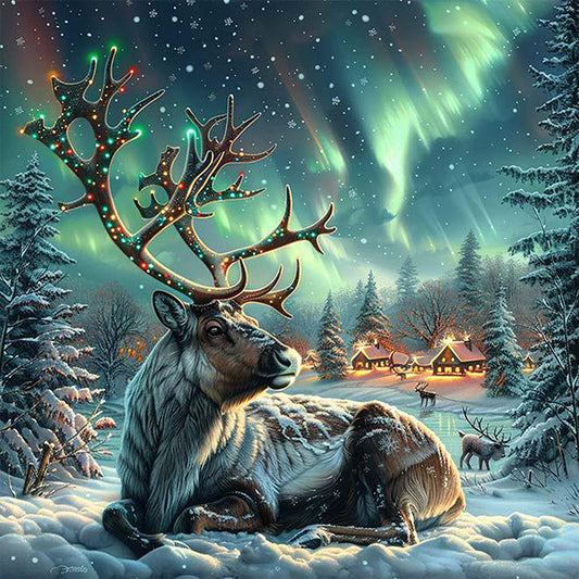 AB Diamond Painting - Full Round - Moose In The Polar Night (40*40CM)