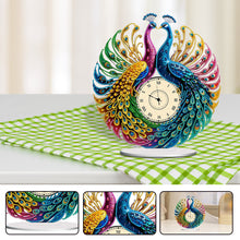 Load image into Gallery viewer, Peacock Special Shape 5D Diamond Painting Clock Art Craft Decorative for Desktop