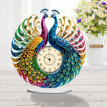Load image into Gallery viewer, Peacock Special Shape 5D Diamond Painting Clock Art Craft Decorative for Desktop