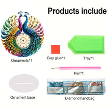 Load image into Gallery viewer, Peacock Special Shape 5D Diamond Painting Clock Art Craft Decorative for Desktop