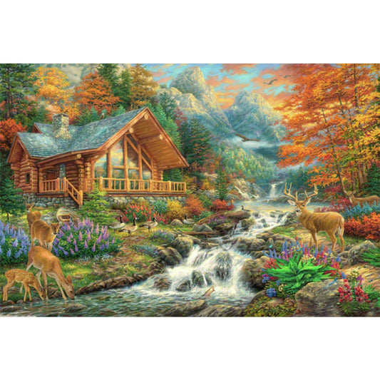 AB Diamond Painting - Full Round - Cabin In The Woods (60*40CM)