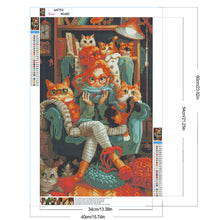Load image into Gallery viewer, Diamond Painting - Full Round - Cat And Girl (40*60CM)