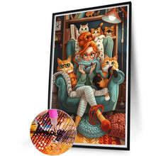 Load image into Gallery viewer, Diamond Painting - Full Round - Cat And Girl (40*60CM)