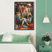 Load image into Gallery viewer, Diamond Painting - Full Round - Cat And Girl (40*60CM)