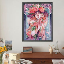 Load image into Gallery viewer, Diamond Painting - Full Round - Pink Flower Girl (40*50CM)