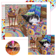 Load image into Gallery viewer, Diamond Painting - Full Square - Cat On The Sofa (40*30CM)