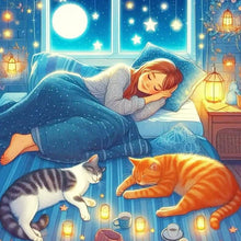 Load image into Gallery viewer, Diamond Painting - Full Round - Illustration Characters And Kittens (40*40CM)