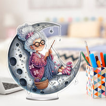 Load image into Gallery viewer, Acrylic Special Shape Moon Granny Diamond Painting Desktop Ornaments for Home