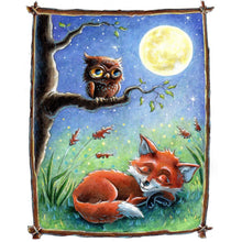 Load image into Gallery viewer, AB Diamond Painting - Full Round - Owl And Fox In The Moon (40*50CM)