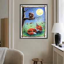 Load image into Gallery viewer, AB Diamond Painting - Full Round - Owl And Fox In The Moon (40*50CM)