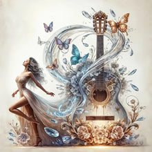 Load image into Gallery viewer, Diamond Painting - Full Round - Elegant Girl With Musical Instrument (30*30CM)