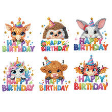 Load image into Gallery viewer, 6Pcs Acrylic Animals Birthday Diamond Painting Fridge Magnet DIY Fridge Stickers