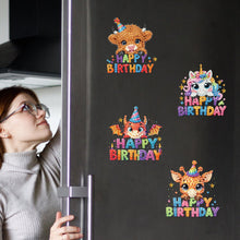 Load image into Gallery viewer, 6Pcs Acrylic Animals Birthday Diamond Painting Fridge Magnet DIY Fridge Stickers