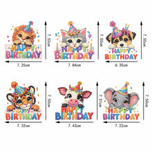 Load image into Gallery viewer, 6Pcs Acrylic Animals Birthday Diamond Painting Fridge Magnet DIY Fridge Stickers