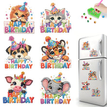 Load image into Gallery viewer, 6Pcs Acrylic Animals Birthday Diamond Painting Fridge Magnet DIY Fridge Stickers
