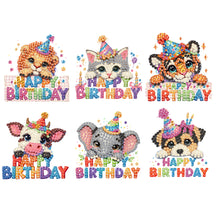 Load image into Gallery viewer, 6Pcs Acrylic Animals Birthday Diamond Painting Fridge Magnet DIY Fridge Stickers