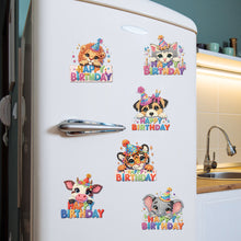 Load image into Gallery viewer, 6Pcs Acrylic Animals Birthday Diamond Painting Fridge Magnet DIY Fridge Stickers