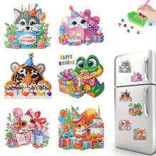 Load image into Gallery viewer, 6Pcs Acrylic Animals Birthday Diamond Painting Fridge Magnet DIY Fridge Stickers