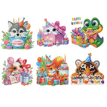 Load image into Gallery viewer, 6Pcs Acrylic Animals Birthday Diamond Painting Fridge Magnet DIY Fridge Stickers