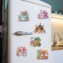 Load image into Gallery viewer, 6Pcs Acrylic Animals Birthday Diamond Painting Fridge Magnet DIY Fridge Stickers